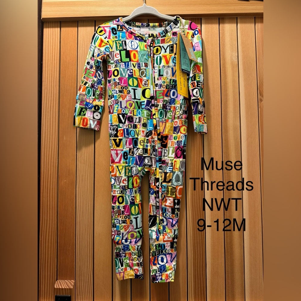 Muse Threads Love Letters Bamboo Zip Convertible Footies